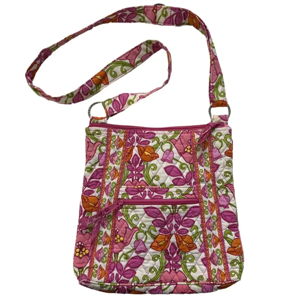 '13 VERA BRADLEY women's pink/multi floral hipster lilli bell shoulder bag. - Picture 2 of 4